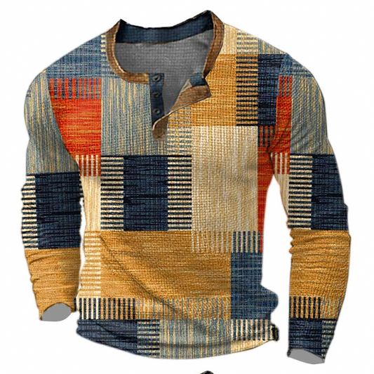 Orlando | Long-Sleeved Digital Print Polo for Men