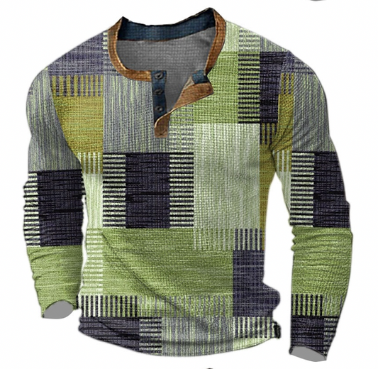 Orlando | Long-Sleeved Digital Print Polo for Men