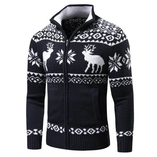 Anton | Men’s Winter Knit Cardigan with Festive Flair